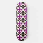 Lila-schwarzes Barock-Lilienmuster-Design Skateboard (Vorderseite)