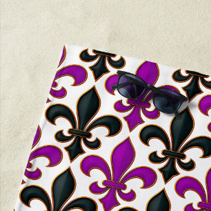 Lila-schwarzes Barock-Lilienmuster-Design Strandtuch