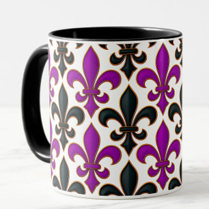 Lila-schwarzes Barock-Lilienmuster-Design  Tasse