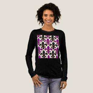 Lila-schwarzes Barock-Lilienmuster-Design  Tri-Blend Shirt