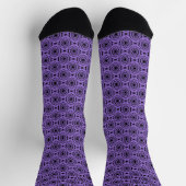 Lila schwarzes Blumen nahtloses Muster Socken (Oben)