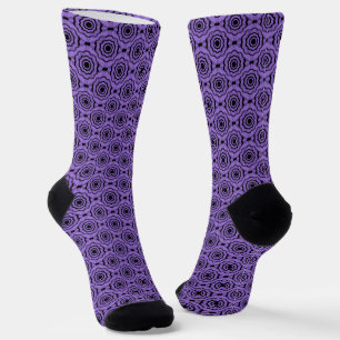 Lila schwarzes Blumen nahtloses Muster Socken