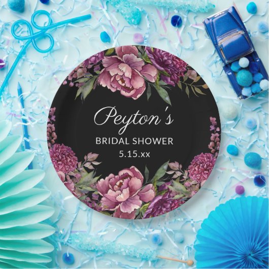 Lila schwarzes Brautparty Pappteller (Party)