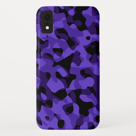 Lila Schwarzes Camouflage-Muster Case-Mate iPhone Hülle (Rückseite)