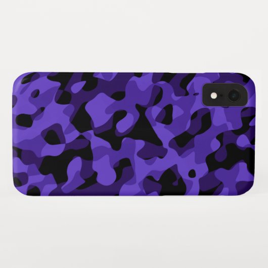 Lila Schwarzes Camouflage-Muster Case-Mate iPhone Hülle (Rückseite (Horizontal))