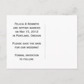 Lila schwarzes Foto Save the Date Ankündigungspostkarte (Rückseite)