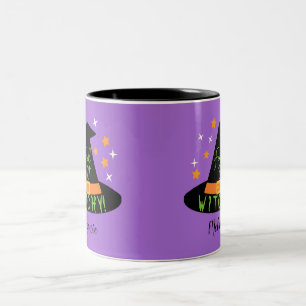 Lila Schwarzes Gefühl Hexe! Halloween Zweifarbige Tasse