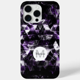 Lila Schwarzes geometrisches, Abstraktes Monogramm Case-Mate iPhone Hülle