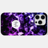 Lila Schwarzes geometrisches, Abstraktes Monogramm Case-Mate iPhone Hülle (Rückseite (Horizontal))