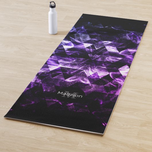 Lila Schwarzes geometrisches, Abstraktes Monogramm Yogamatte (Beispiel)