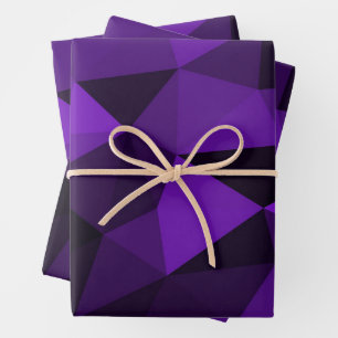 Lila-schwarzes geometrisches Maschenmuster Geschenkpapier Set