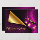 Lila Schwarzes Gold Elegantes Schloss Einladung (Vorne/Hinten)