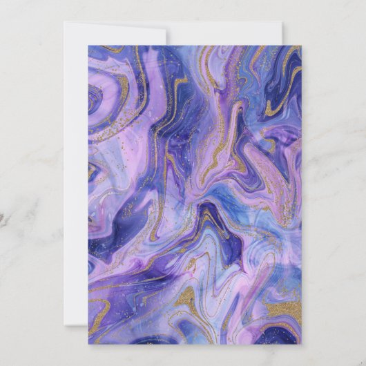 Lila Schwarzes Gold Marmor Chic Glam 15 Quinceañer Einladung (Rückseite)