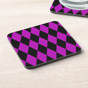Lila Schwarzes Harlekin-Diamanten-Damengitter-Desi Getränkeuntersetzer