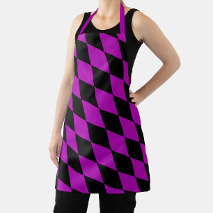 Lila Schwarzes Harlekin-Diamanten-Schachbrett-Desi Schürze