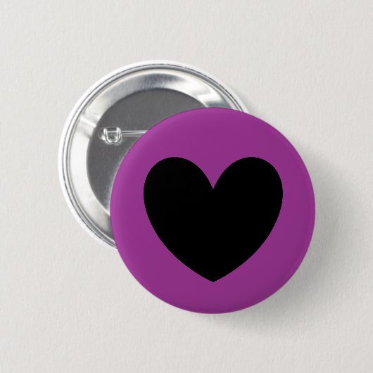 Lila Schwarzes Herz Button (Vorne & Hinten)