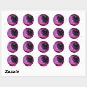Lila Schwarzes Herz Rosa Anemone Rundsticker Runder Aufkleber (Blatt)