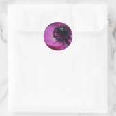 Lila Schwarzes Herz Rosa Anemone Rundsticker Runder Aufkleber (Tasche)