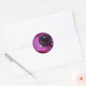 Lila Schwarzes Herz Rosa Anemone Rundsticker Runder Aufkleber (Umschlag)
