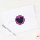 Lila Schwarzes Herz Runder Aufkleber (Umschlag)
