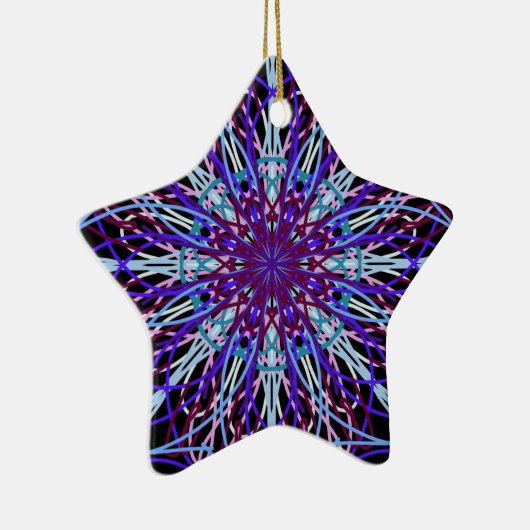 Lila Schwarzes Kaleidoskop Mandala Art Keramik Ornament (Rechts)