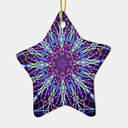 Lila Schwarzes Kaleidoskop Mandala Art Keramik Ornament (Links)