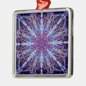 Lila Schwarzes Kaleidoskop Mandala Art Silbernes Ornament (Links)