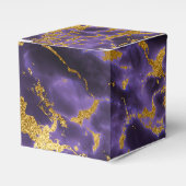 Lila Schwarzes Marmor Imitate Gold Glitzer Muster Geschenkschachtel (Vorderseite)