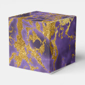 Lila Schwarzes Marmor Imitate Gold Glitzer Muster Geschenkschachtel (Rückseite)