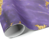 Lila schwarzes MarmorImitat-GoldGlitzer-Muster Geschenkpapier (Rolleneckpunkt)