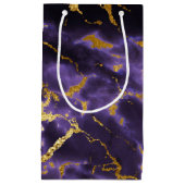 Lila schwarzes MarmorImitat-GoldGlitzer-Muster Kleine Geschenktüte (Vorderseite)