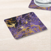 Lila schwarzes MarmorImitat-GoldGlitzer-Muster Rechteckiger Pappuntersetzer (angewinkelt)