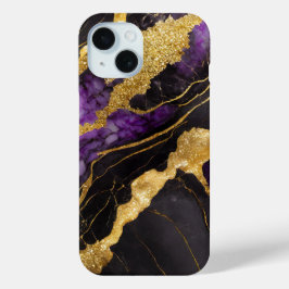 Lila schwarzes Marmormuster mit Gold Case-Mate iPhone Hülle