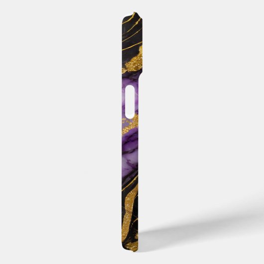 Lila schwarzes Marmormuster mit Gold Case-Mate iPhone Hülle (Rückseite / Rechts)