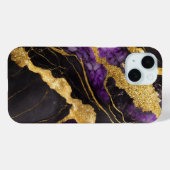 Lila schwarzes Marmormuster mit Gold Case-Mate iPhone Hülle (Rückseite (Horizontal))