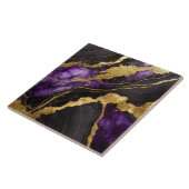 Lila schwarzes Marmormuster mit Gold Fliese (Seite)