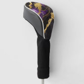 Lila schwarzes Marmormuster mit Gold Golf Headcover (angewinkelt)