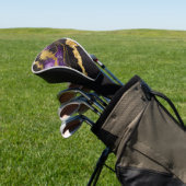 Lila schwarzes Marmormuster mit Gold Golf Headcover (In SItu)