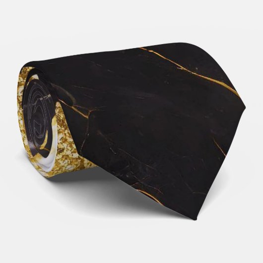Lila schwarzes Marmormuster mit Gold Krawatte (Gerollt)