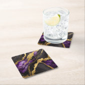 Lila schwarzes Marmormuster mit Gold Rechteckiger Pappuntersetzer (Vor Ort)
