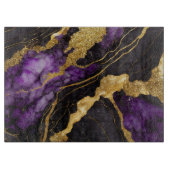 Lila schwarzes Marmormuster mit Gold Schneidebrett (Vorderseite)