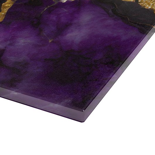 Lila schwarzes Marmormuster mit Gold Schneidebrett (Ecke)