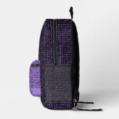 Lila Schwarzes Monogramm auf der Leiterplatte Bedruckter Rucksack (Rechts)