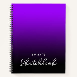 Lila-schwarzes Ombre-personalisiertes Skizzenbuch Notizblock