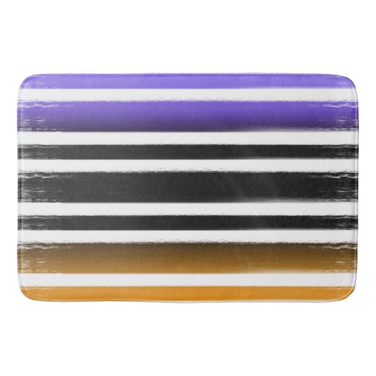 Lila Schwarzes Orange Paint Brush Halloween Badematte (Vorderseite)