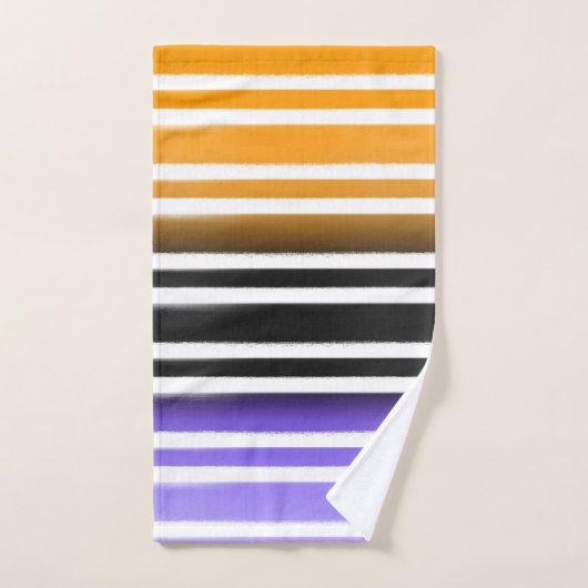 Lila Schwarzes Orange Paint Brush Halloween Badhandtuch Set (Handtuch)