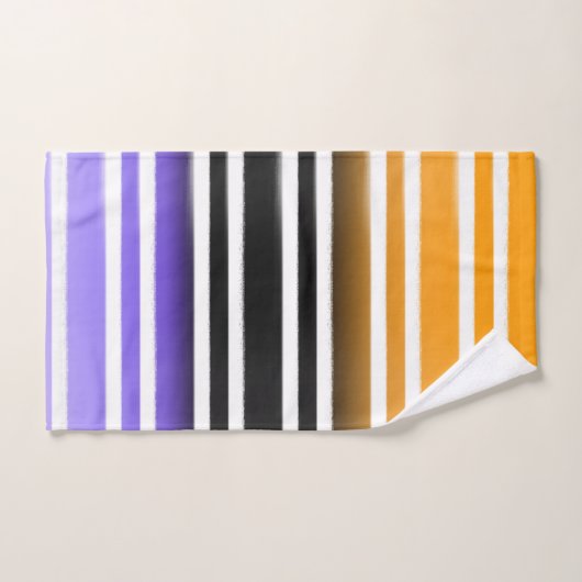 Lila Schwarzes Orange Paint Brush Halloween Badhandtuch Set (Handtuch)