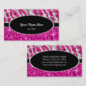 Lila schwarzes Oval Glitz-Mischungs-RosaZebra Visitenkarte (Vorne/Hinten)