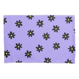Lila Schwarzes Retro Y2K Fett Blossom Blumenmuster Kissenbezug