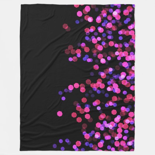 Lila Schwarzes Rosa Bokeh Lights Fleecedecke (Vorderseite)